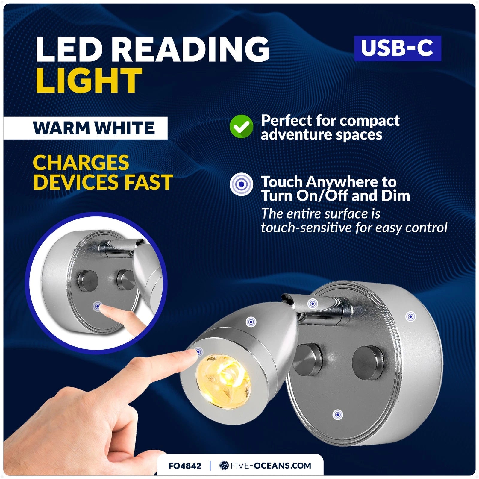 LED Reading Light with Touch Dimmer for RV (12V)