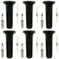 Set of 6 NGK Laser Iridium Spark Plugs & Coil Boots for Ascender Envoy Trailblazer (2002–2008)
