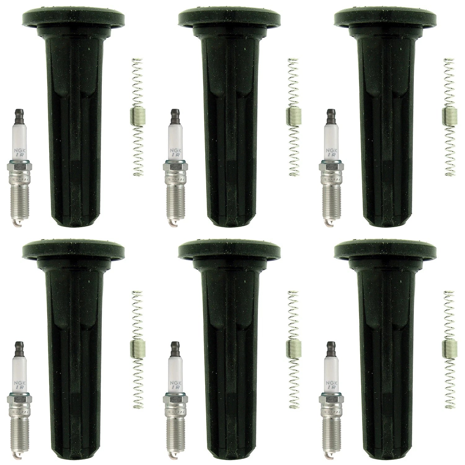 Set of 6 NGK Laser Iridium Spark Plugs & Coil Boots for Ascender Envoy Trailblazer (2002–2008)