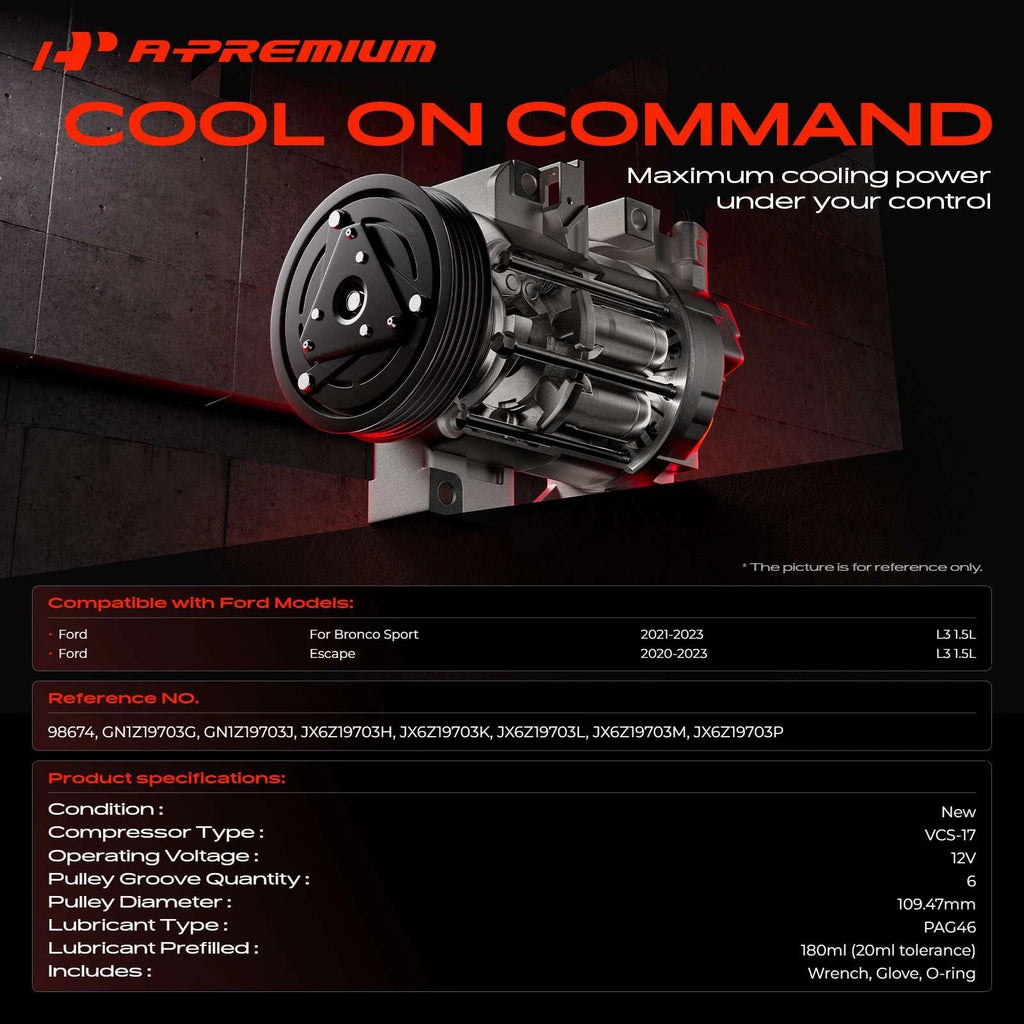 A/C Compressor with Pulley for Ford Escape (2020–2025) Bronco Sport (2021–2025)