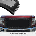 Stainless Black Mesh Rivet Grille for Ford F-150 (2015-2017)
