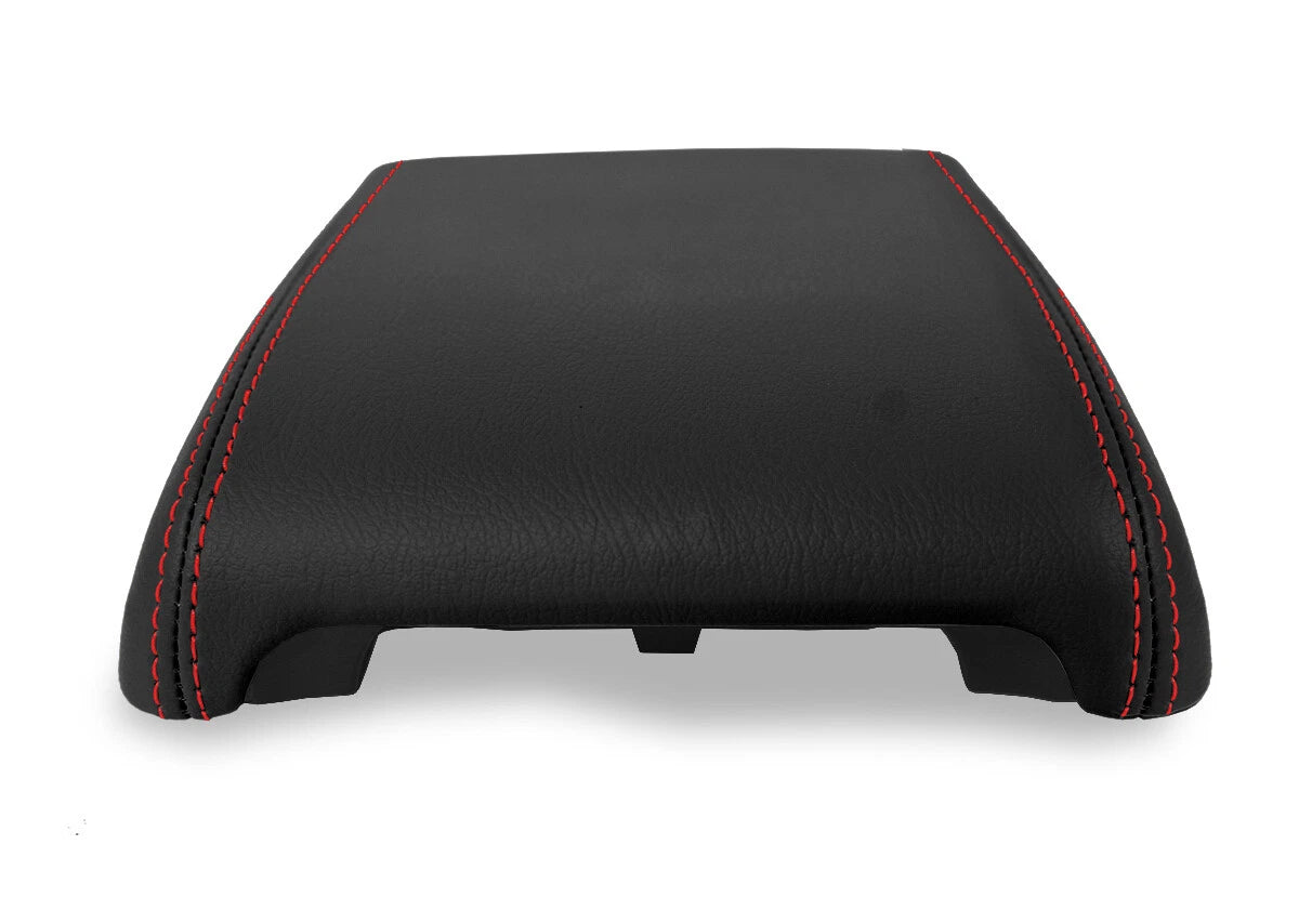 Center Console Lid Armrest Leather Cover for Discovery Sport (2015–2019) Red Stitch