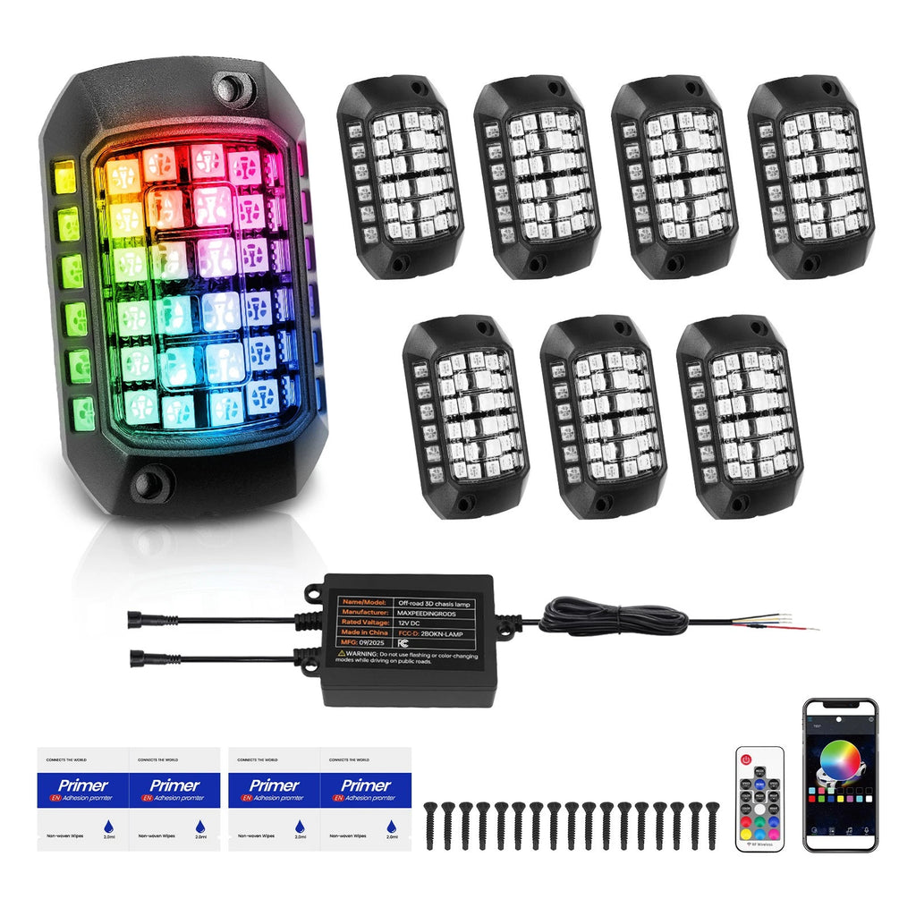 8 Pods RGB LED Rock Lights for Jeep Trucks