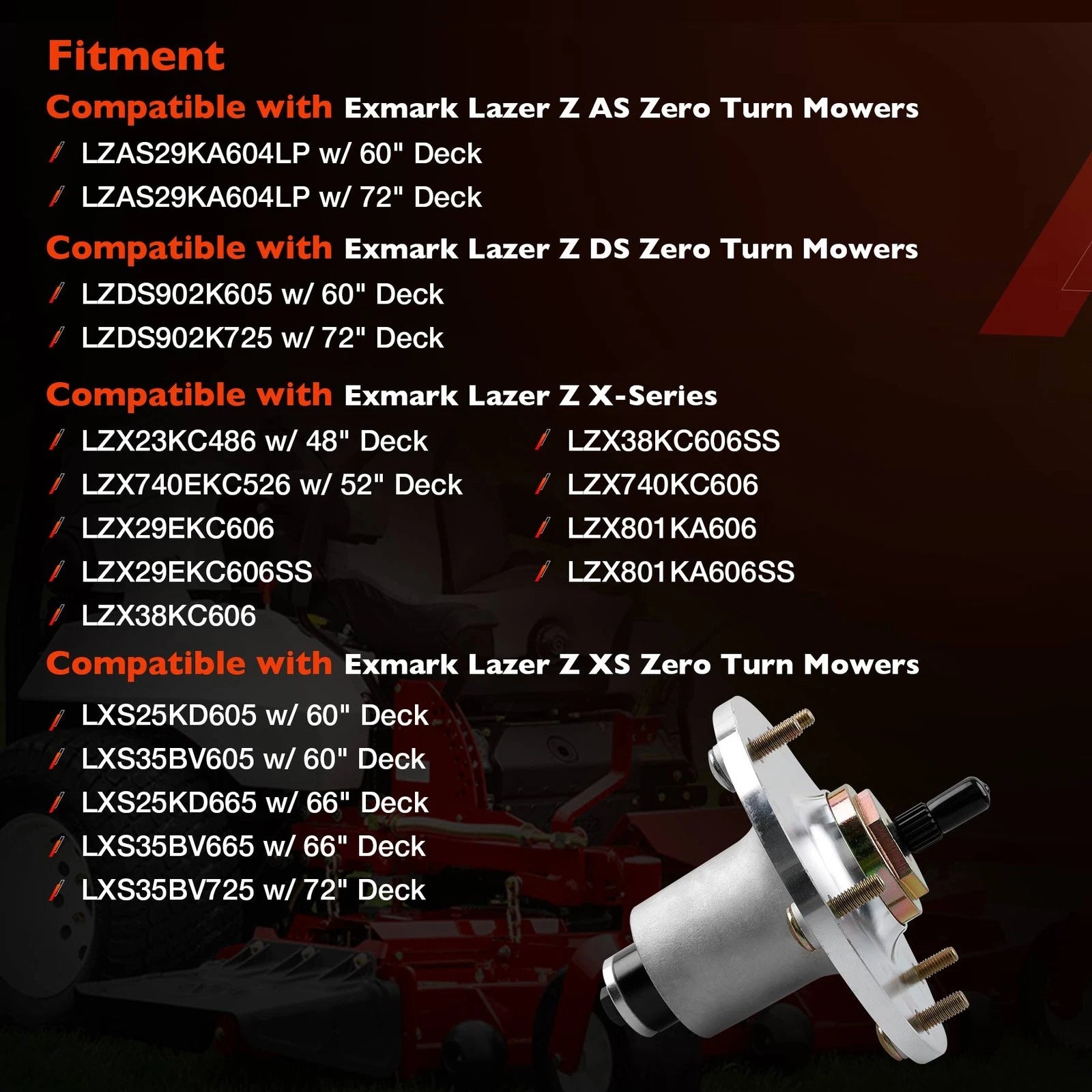 3X Deck Spindle for Lazer Z Mower (48-72 Inch)