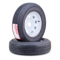 2X ST205/75R15 Trailer Tire & Wheel 10-Ply E 5X4.5" White Spoke Rim