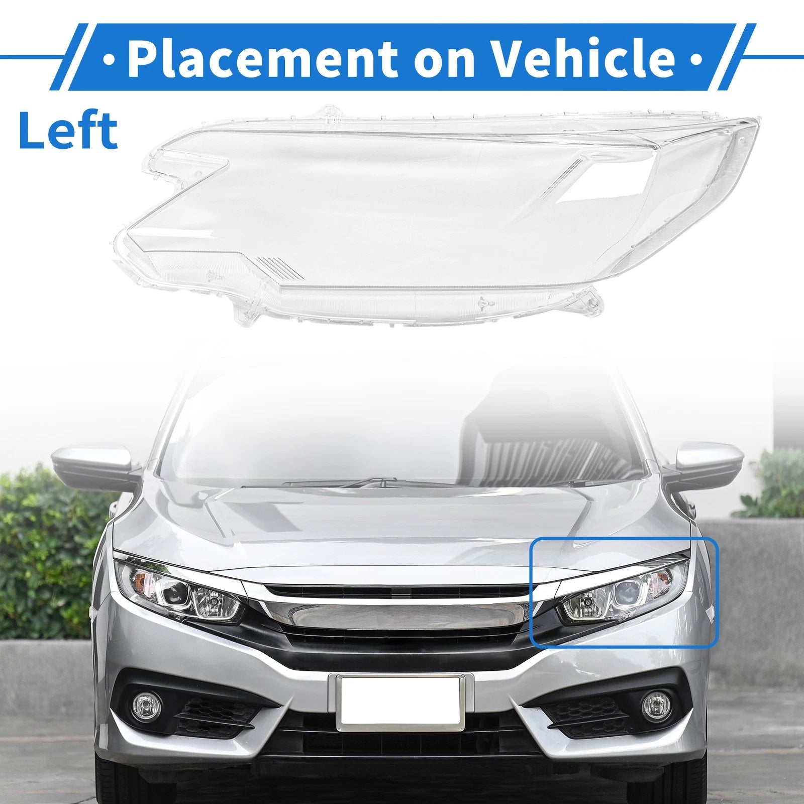 1 Pcs Headlight Lens Cover for Honda CR-V (2015–2016) PC Clear