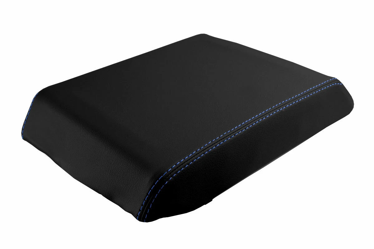 Leather Console Lid Armrest Cover for Hummer H2 (2003–2007) Blue Stitch