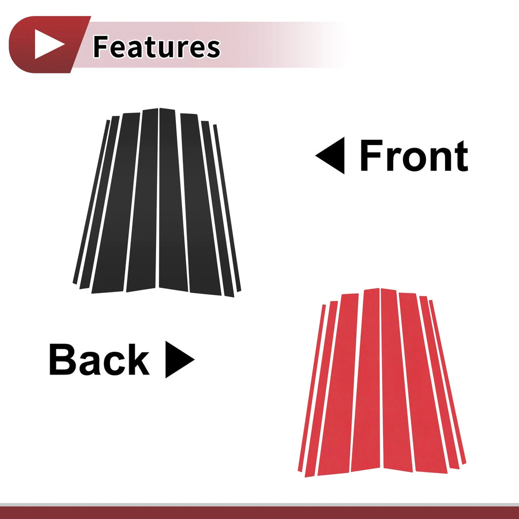 8 Pcs Door Pillar Window Trim for Toyota Prado (2003–2009) Black