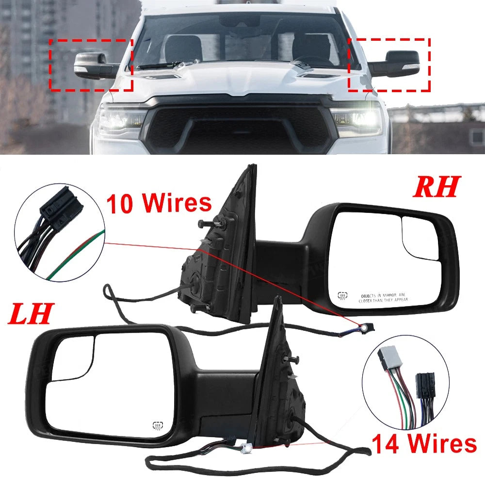 Set of 2 Heated Turn Signal Side Mirrors for Ram 1500 (2019–2024)