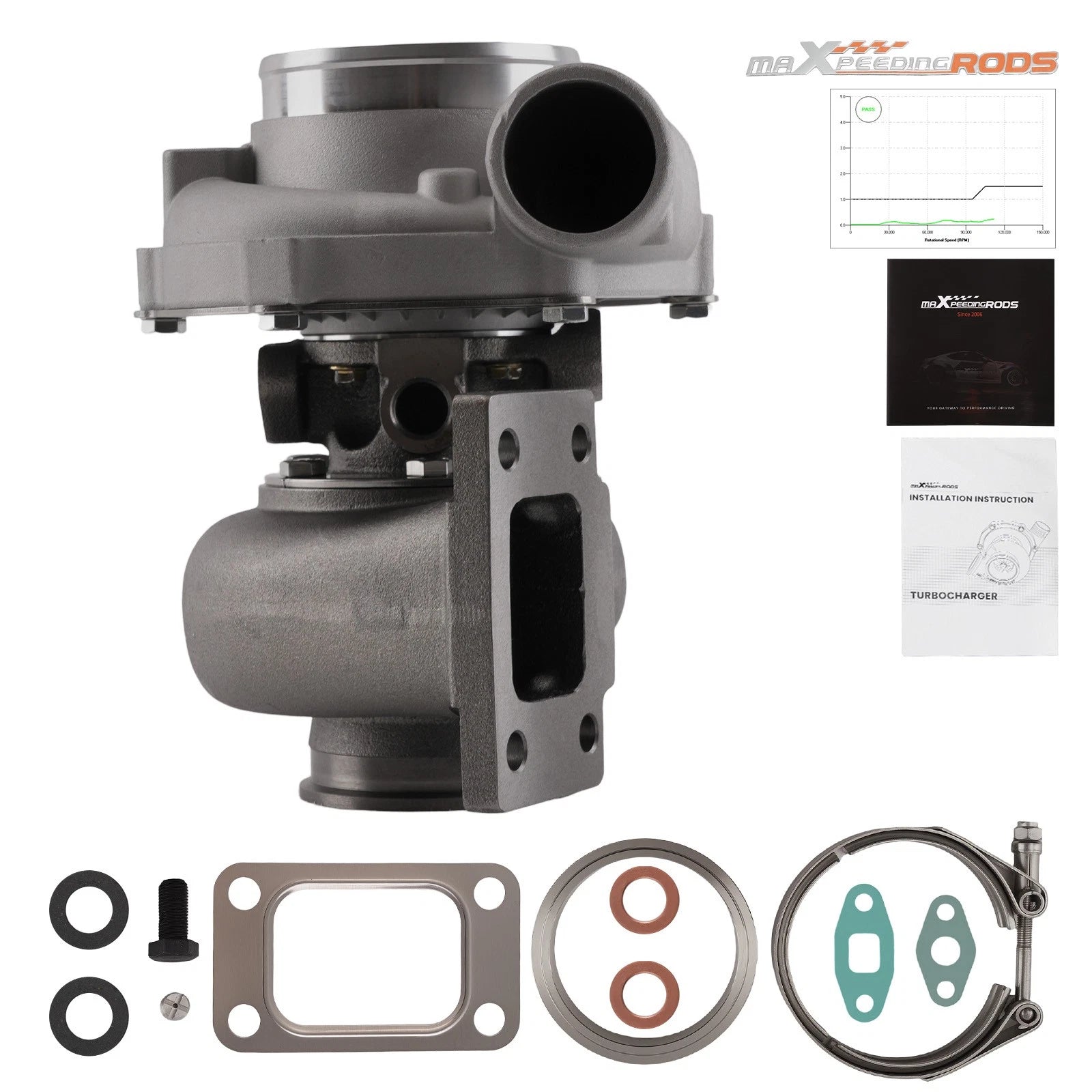 GT3076 GT3037 T3 V-Band Turbocharger 500+HP 0.6 A/R 0.82 Turbine