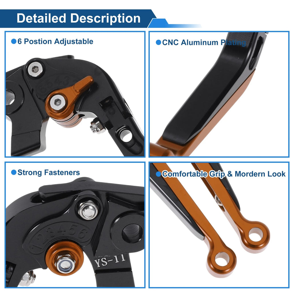Adjustable Brake Clutch Levers for Honda X11 (1999–2002) Black Orange