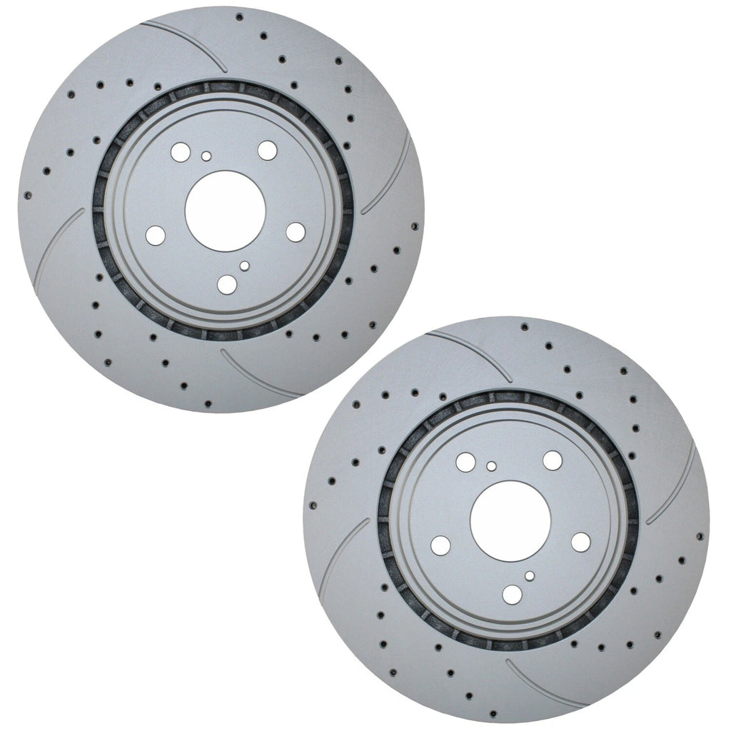 2X Front Drilled Coat 328mm Brake Rotors for Lexus Toyota
