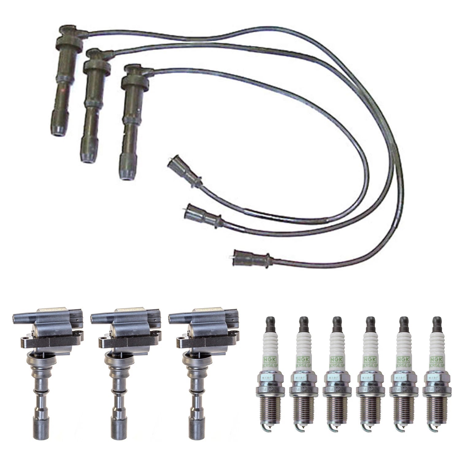 Set of 3 Ignition Coil Wires & 6 NGK Platinum Spark Plugs for Sedona (2002–2006)