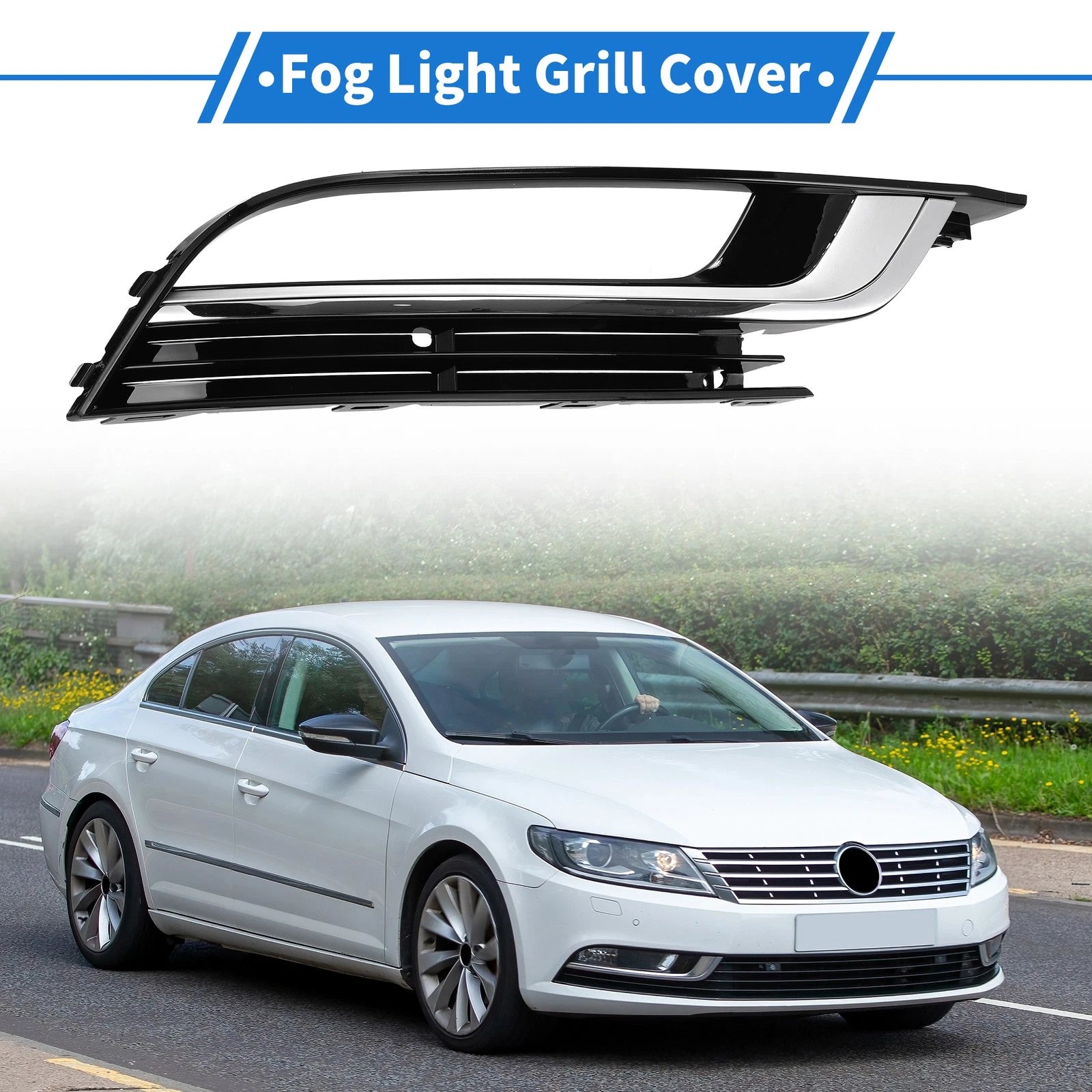 1 Pc Fog Light Grill for Volkswagen CC (2013–2016) Black