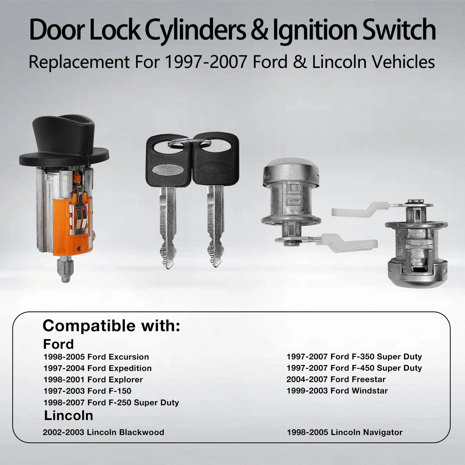 Ignition Switch & Door Lock Cylinder Set for Ford F150/F250 (1997-2007)