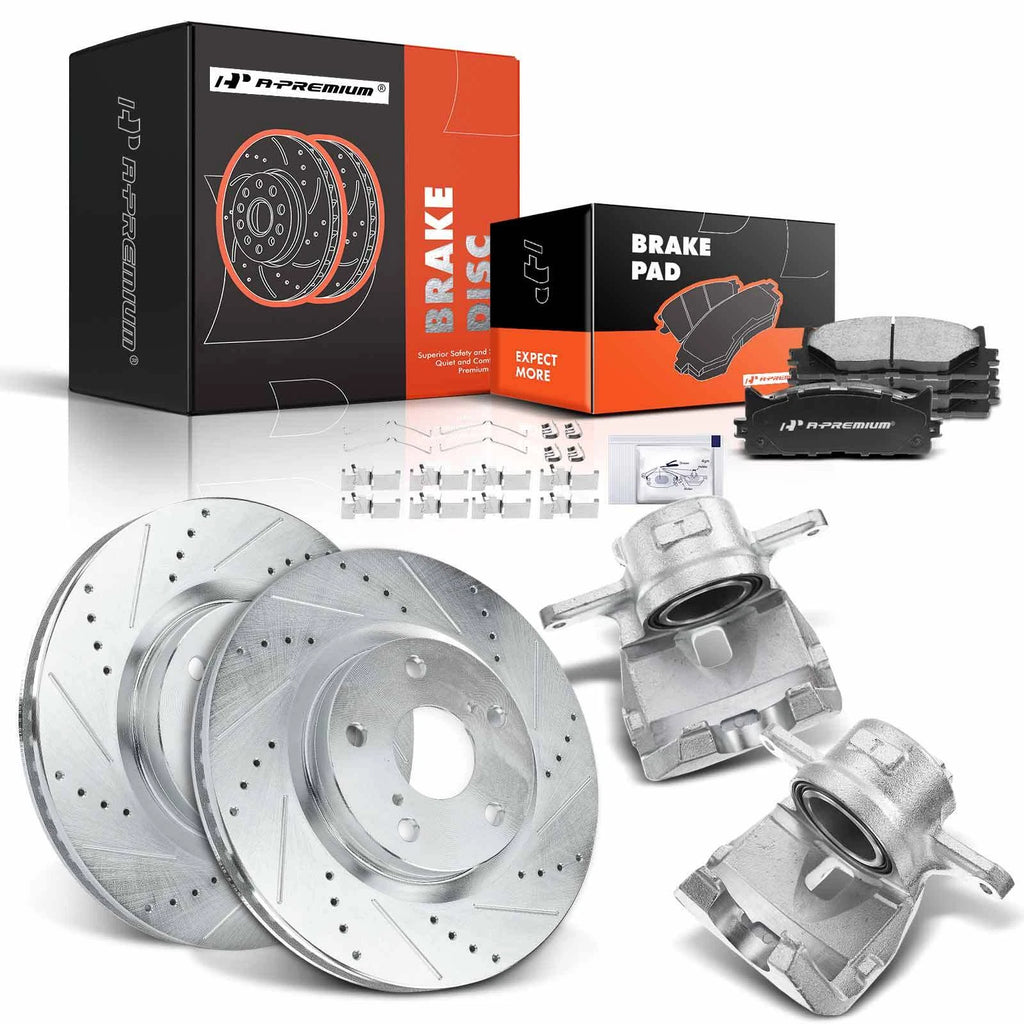 Front Drilled Brake Rotor, Pad & Caliper for Toyota Camry & Lexus (2007-2011)