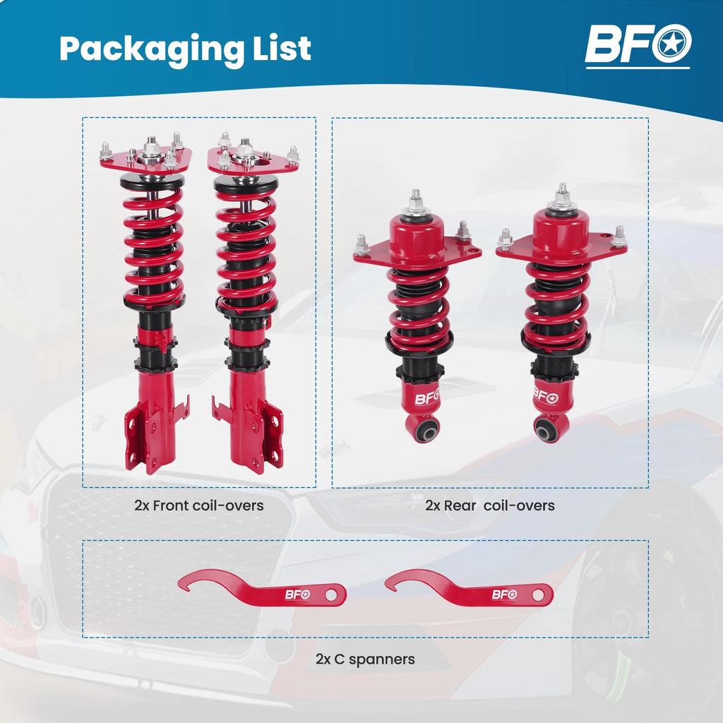 BFO Coilovers Shock Struts Kit for Toyota Celica (2000–2006) Adjustable Height