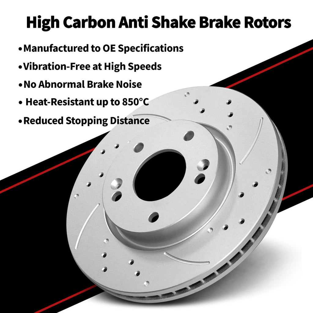 Set of 2 Front Disc Rotors & Ceramic Brake Pads for Toyota Prius (2016–2022)
