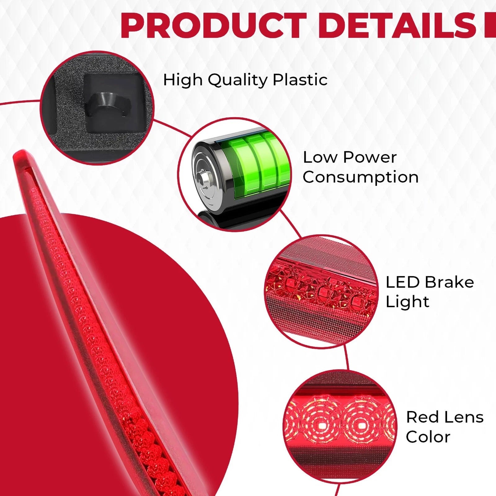 Full LED Third Tail Brake Light for Cadillac DTS (2006–2011)