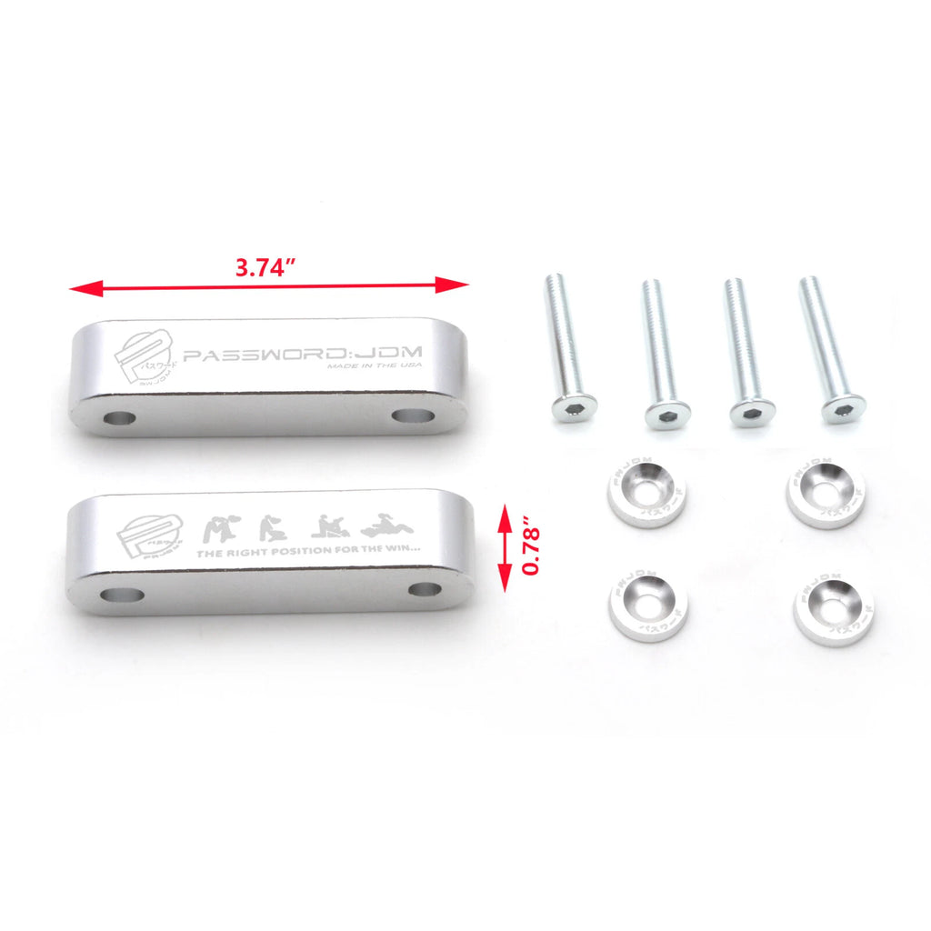 Billet Hood Spacer Riser for Honda Acura (1990-2001) JDM Password Silver