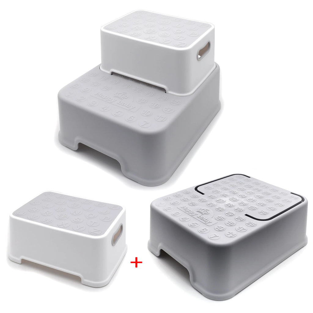 2X Anti-Slip Step Stool for Toddler Kids Bathroom Potty (Gray)