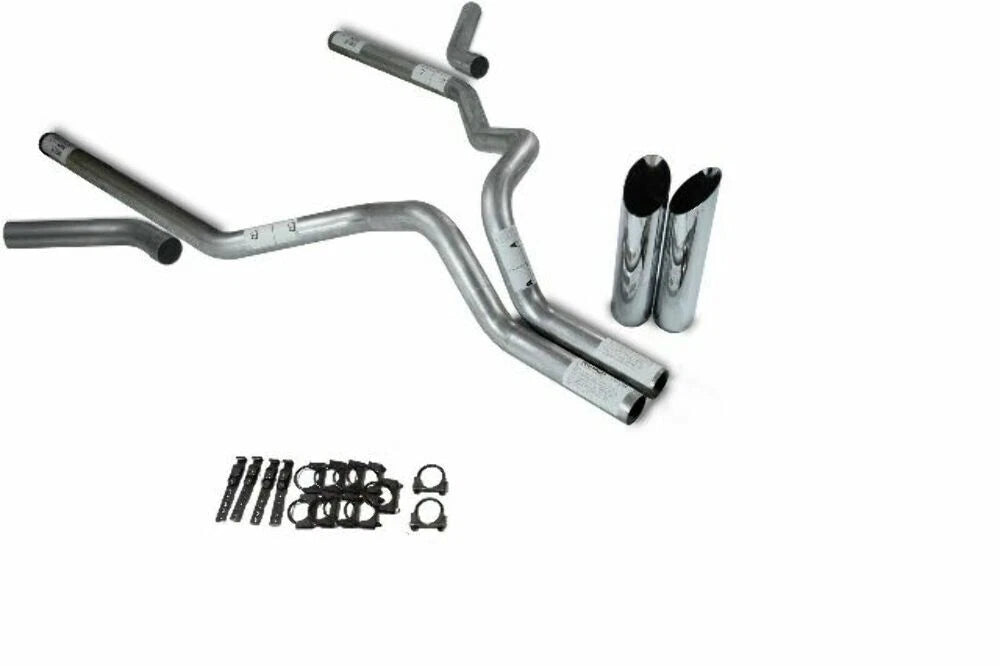 3" Dual Exhaust Kit for Chevy GMC 1500 (2019–2025) - No Muffler, Slash Tips