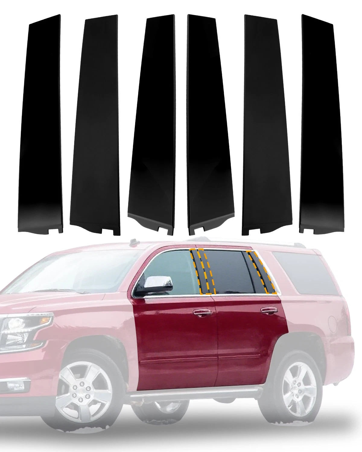 B/C Pillar Door Window Trim Molding Kit for Chevy Tahoe GMC Yukon (2015–2018)