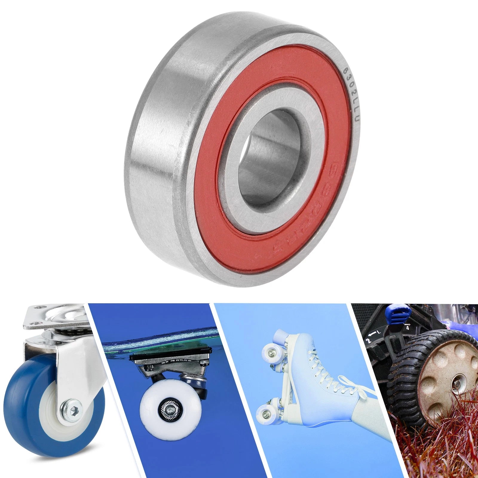 6302LLU Deep Groove Ball Bearing for Scooter Skateboard Wheel (15x42x13mm)