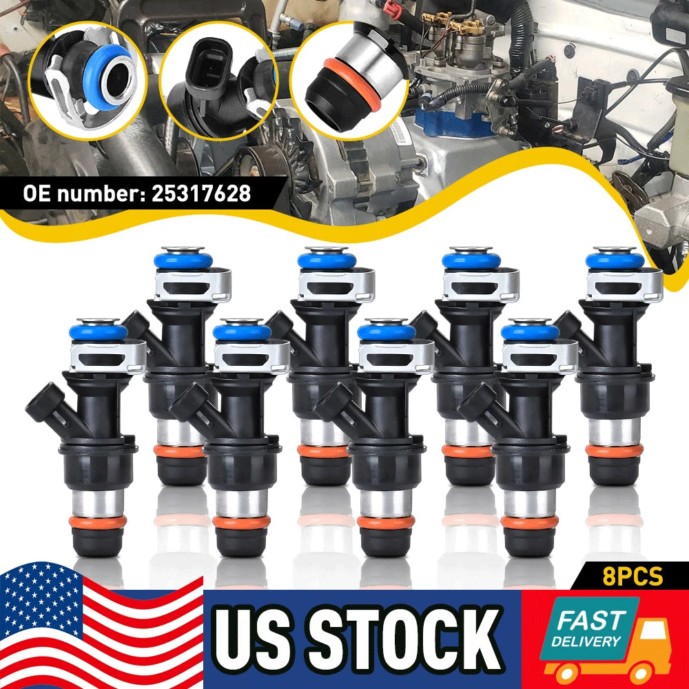 Set of 8 Fuel Injectors for Chevy Silverado GMC 4.8/5.3/6.0L (1999–2007)