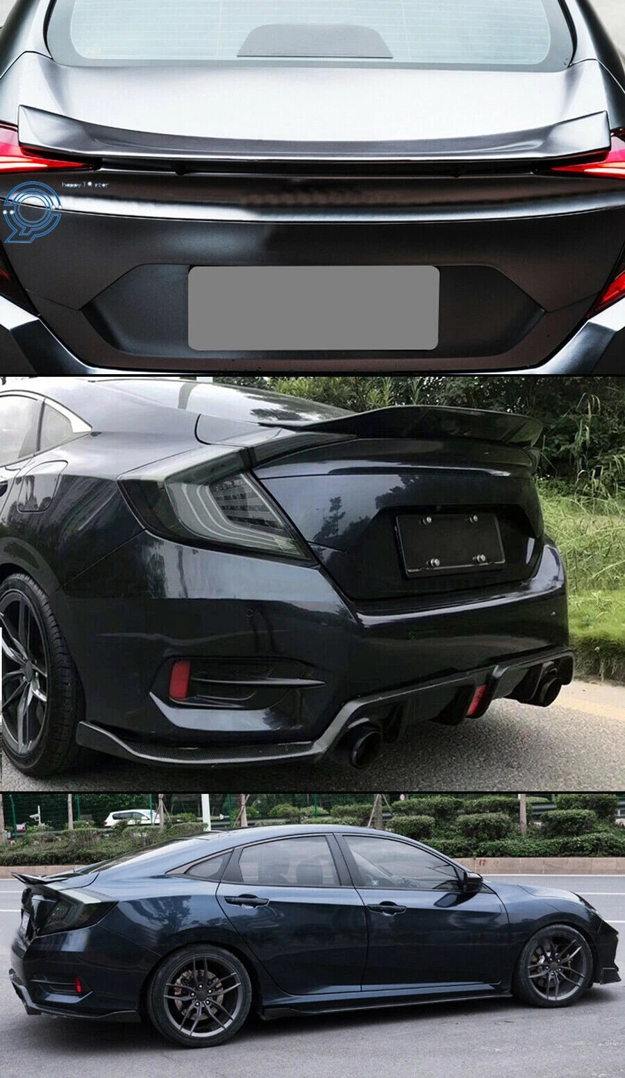 Highkick Duckbill Spoiler for Honda Civic (2016–2019) Glossy Black