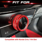 Red Center Console AC Switch Knob Ring Covers for Honda Civic Accord (2023-2024)