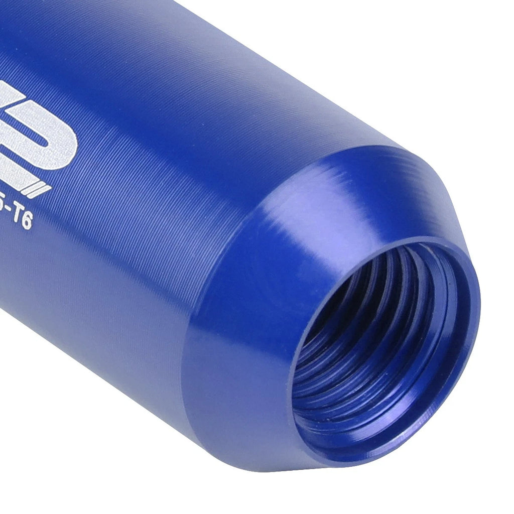 Set of 20 J2 7075 Forged Aluminum M12x1.25 Open-End Lug Nuts w/Adapter Blue
