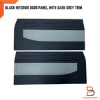Grey Interior Door Panel Pair + Clips for Toyota Hilux Ute (78-83)
