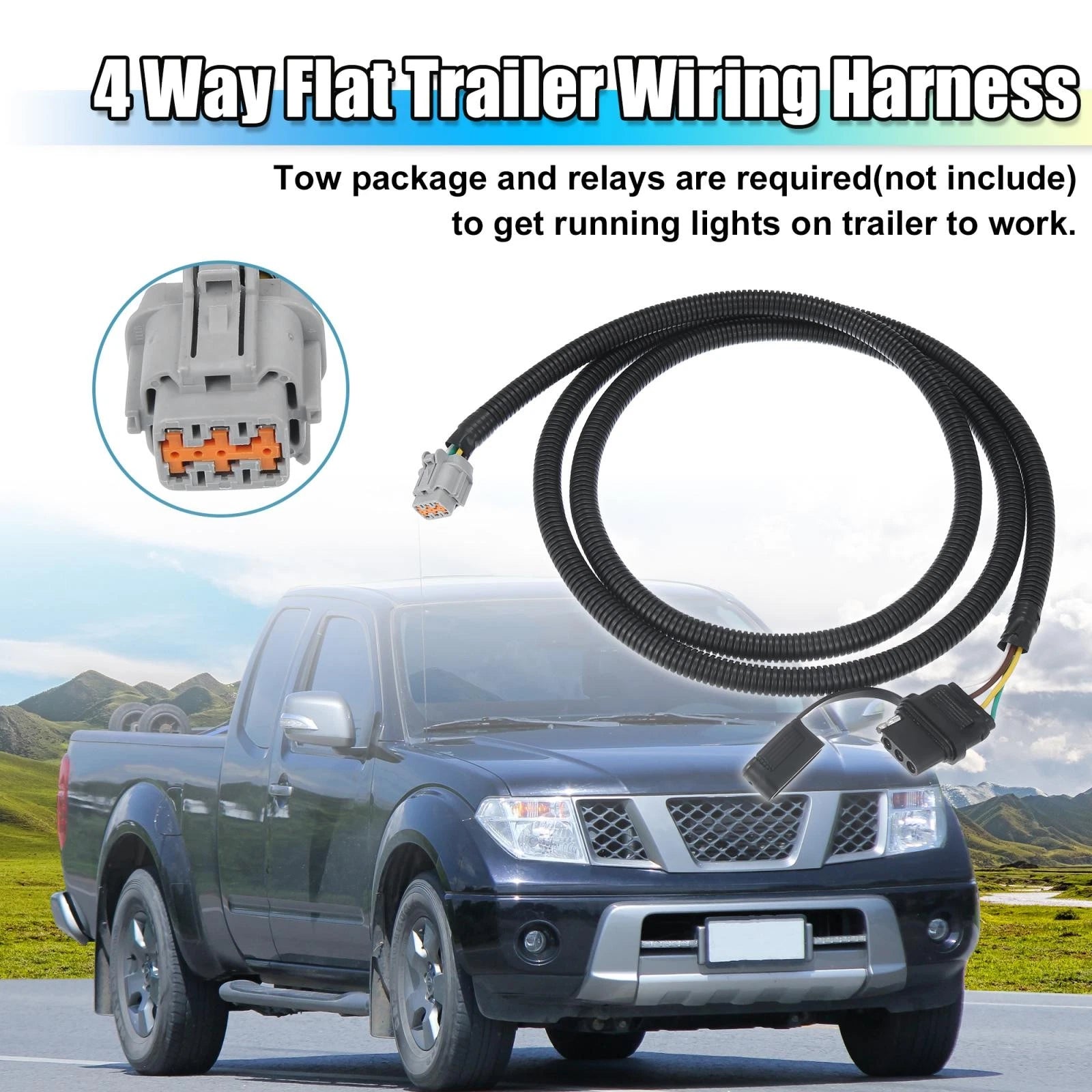 4 Way Flat Trailer Wiring Harness Plug for Nissan Frontier Xterra Pathfinder (2005–2022)