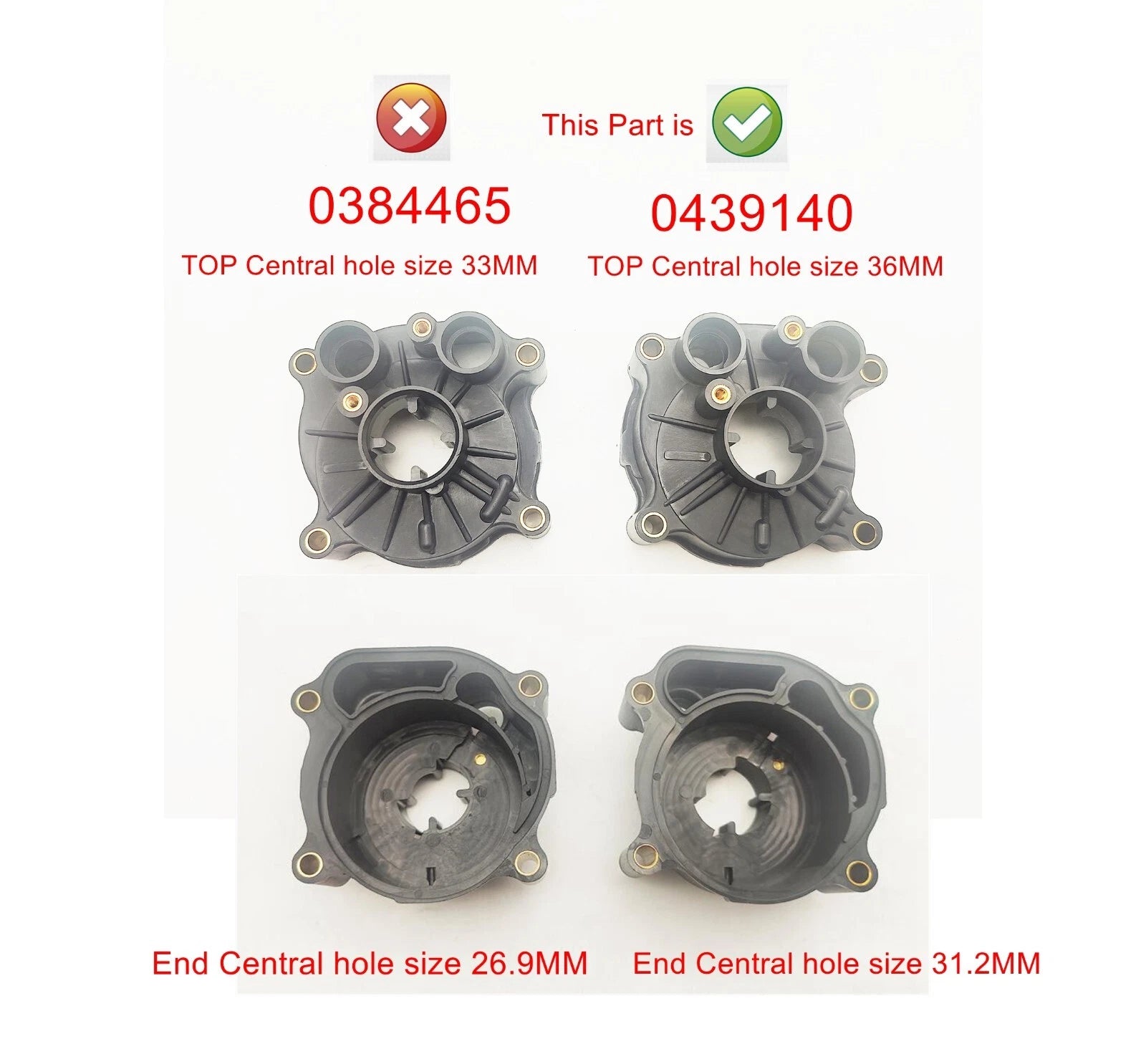 Water Pump Impeller Kit for Johnson Evinrude (36MM, 439140, 77780)