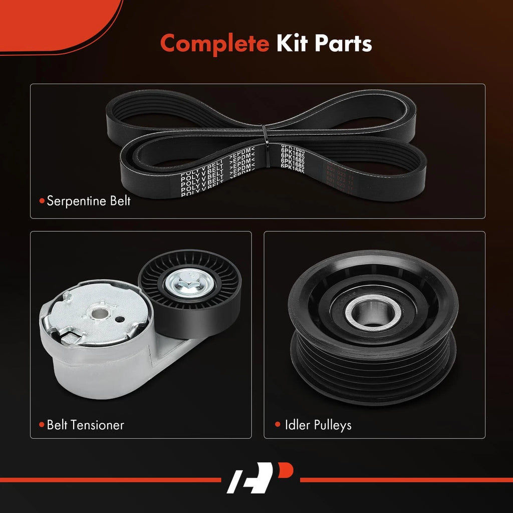 3X Serpentine Belt Drive Component Kit for Jeep Grand Cherokee (2016–2022)