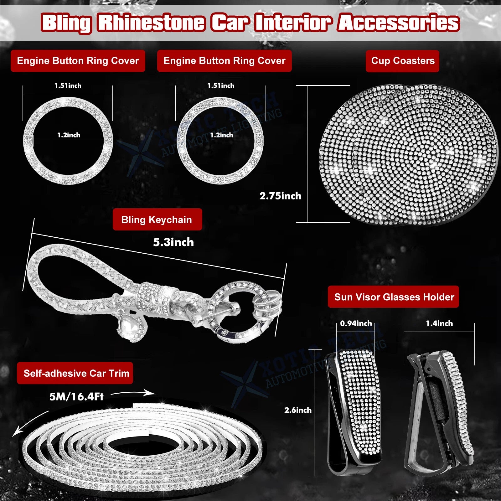 Rhinestone Diamond Girl Accessories for Universal Car Interior (-)