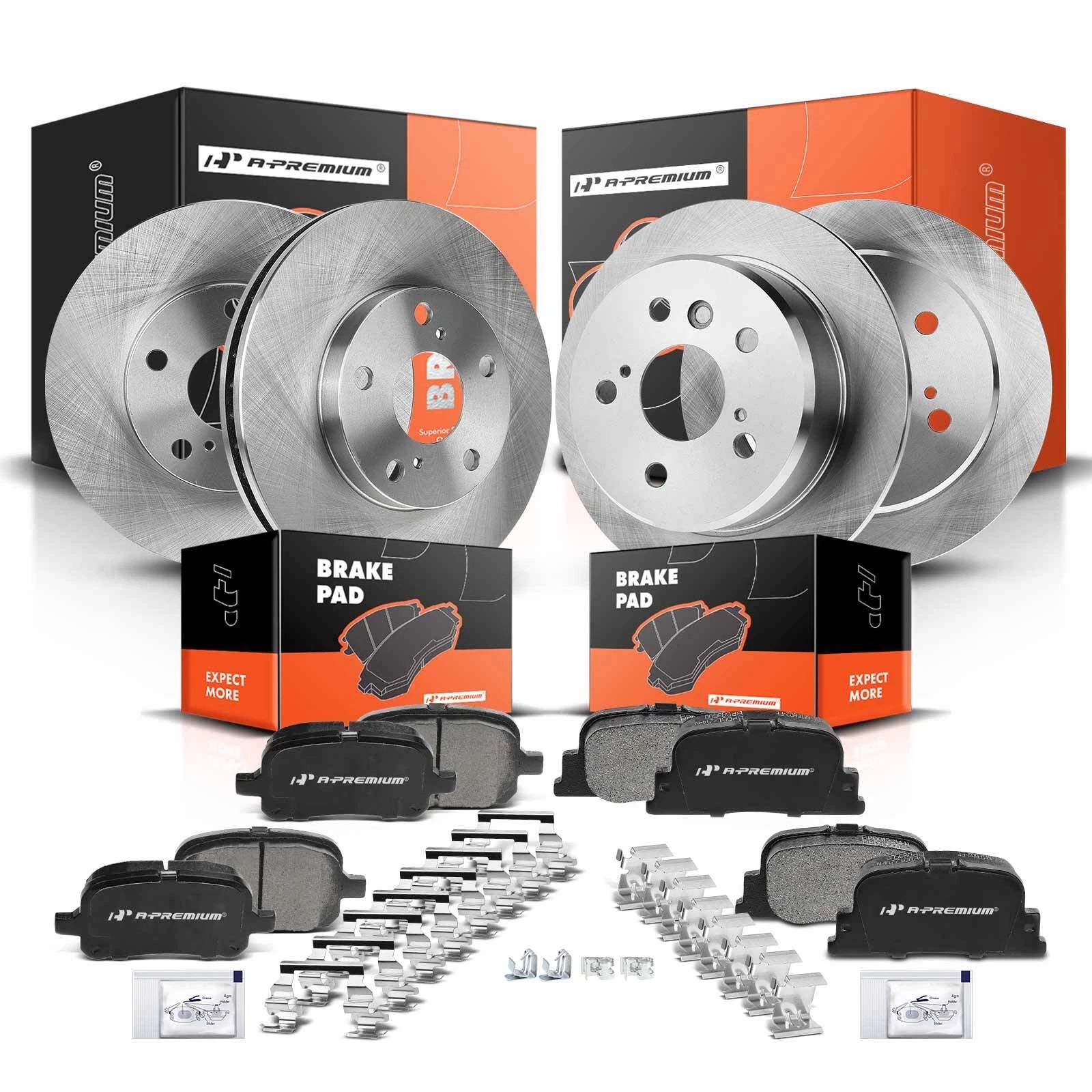 Front & Rear Disc Brake Rotors & Ceramic Pads for Toyota Camry (2000–2001)