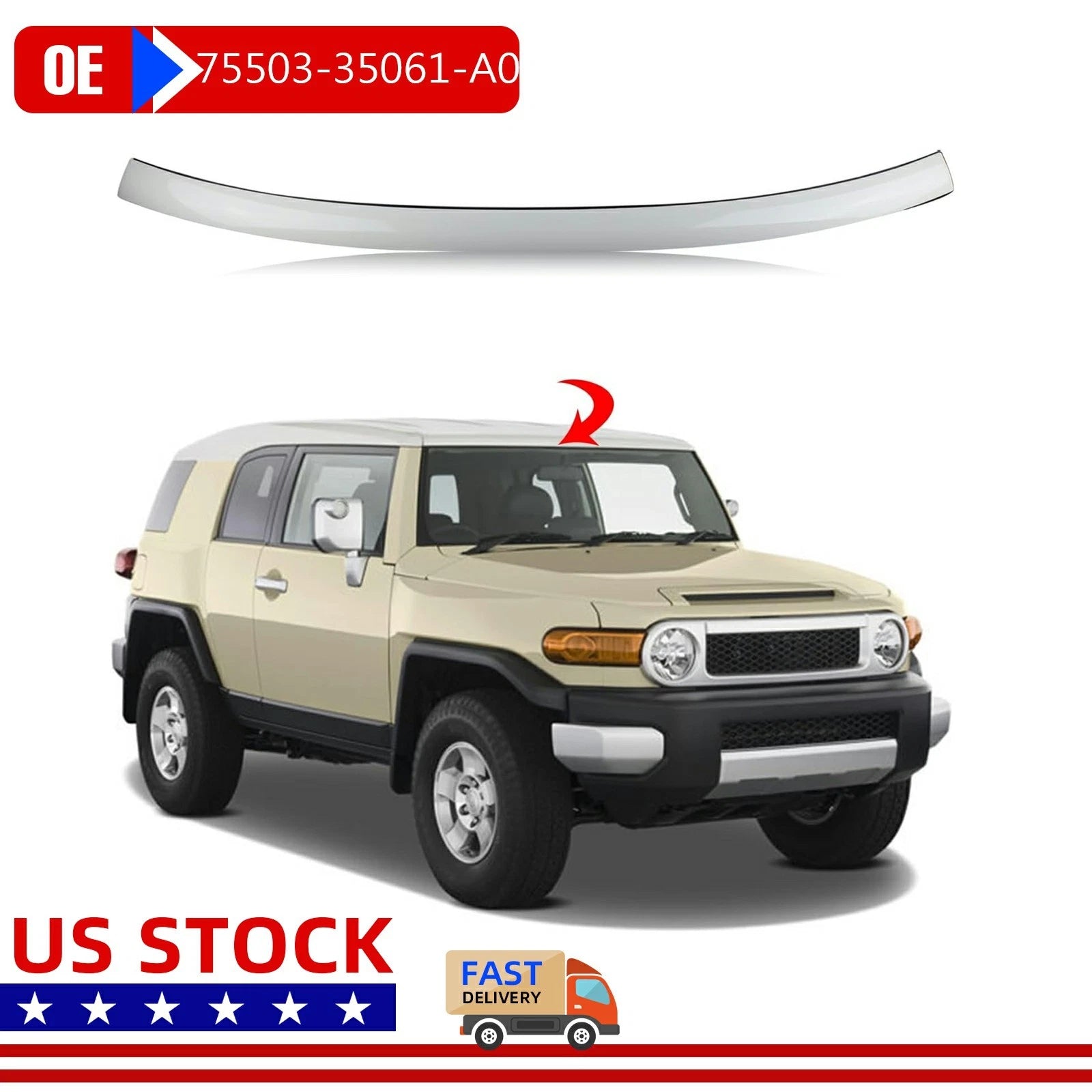 Windshield Molding for Toyota FJ Cruiser (2007–2014) | Replace# 75503-35061-A0
