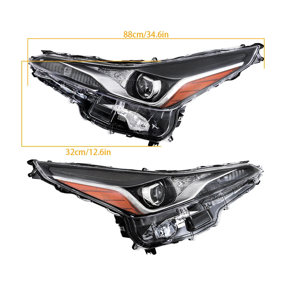 Set of 2 Projector Headlight Assemblies for Toyota Prius (2019-2022)
