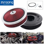 14" x 3" Black Chrome Round Super Flow Air Cleaner for Carb Neck (5-1/8)