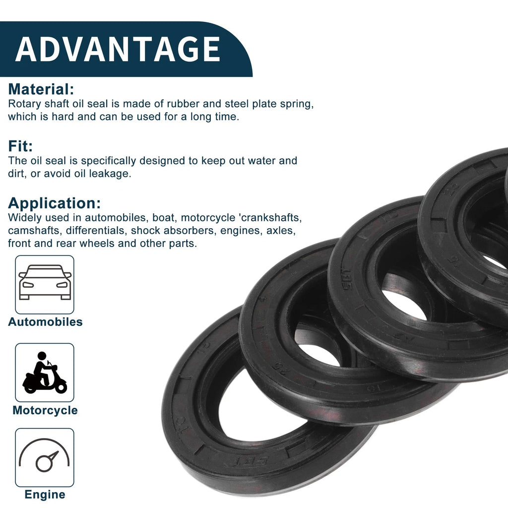 Set of 5 Oil Seal Rotary Shaft Seal NBR Rubber 15x25x4mm