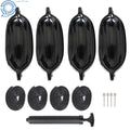 Set of 4 Black Ribbed Marine Boat Fenders 6.5" x 23"