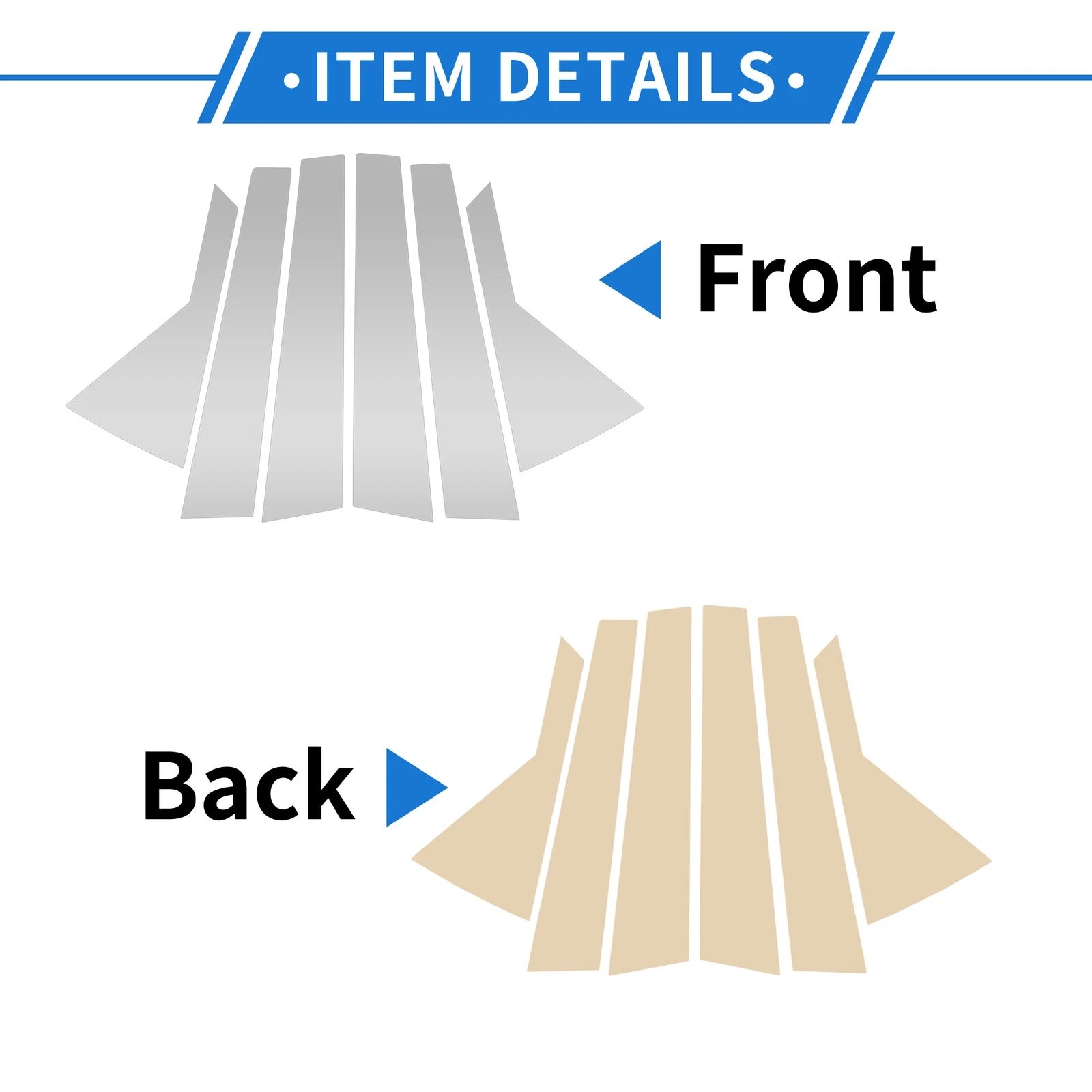 6 Pcs Door Pillar Window Trim for Hyundai Kona (2018–2023) Silver Tone