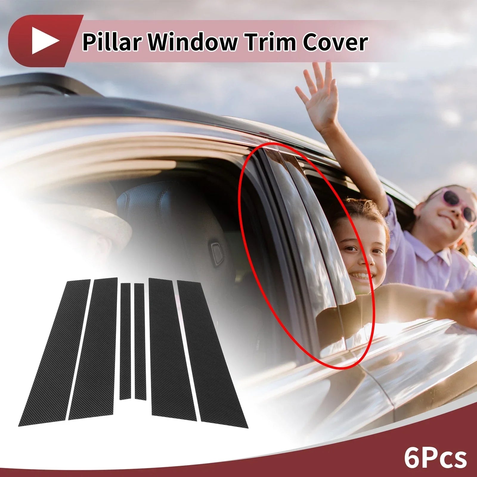 Door Pillar Window Trim Carbon Fiber Black for BMW 1-Series Hatchback (2008 - 2016)
