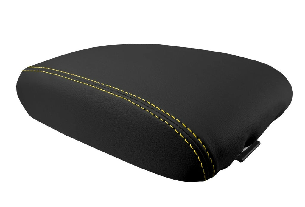Leather Console Lid Armrest Cover for Toyota Camry (2002–2006) Yellow Stitch