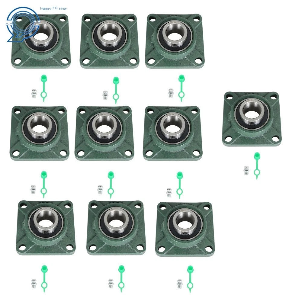 Set of 10 Pillow Block Flange Bearings for UCF208 (1-1/2" Bore)
