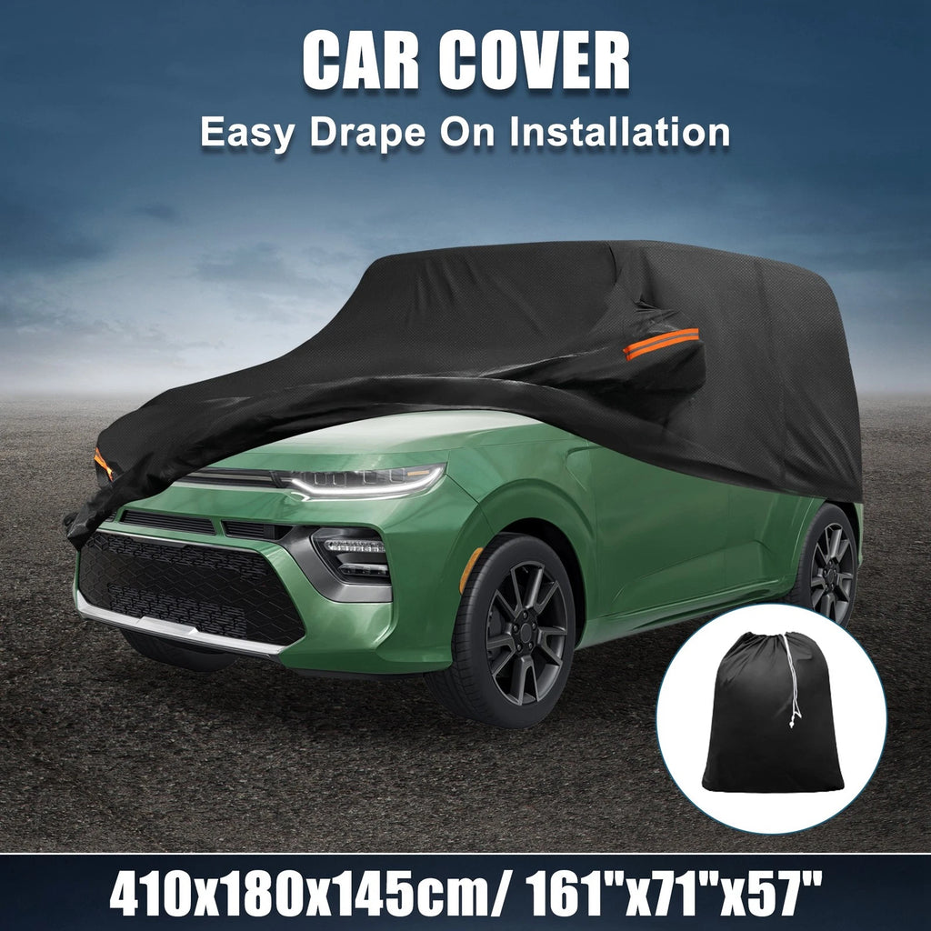 Waterproof Car Cover for Kia Soul (2009–2024) 210D-PU Oxford with Zipper Black