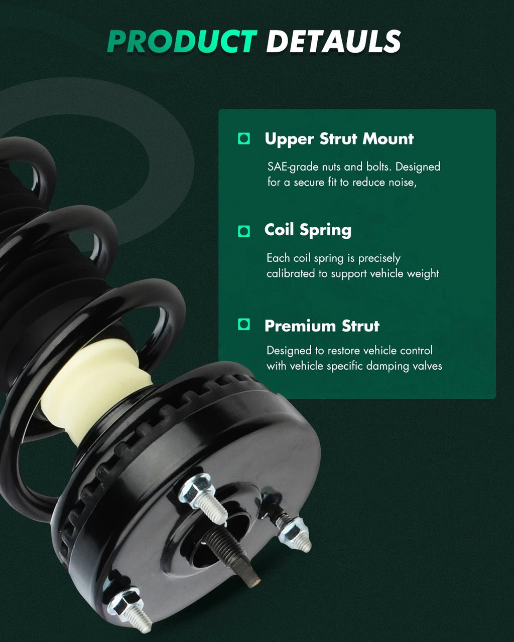 Front Complete Struts w/ Coil Spring Shock Assembly for Dodge Challenger (2012–2019)