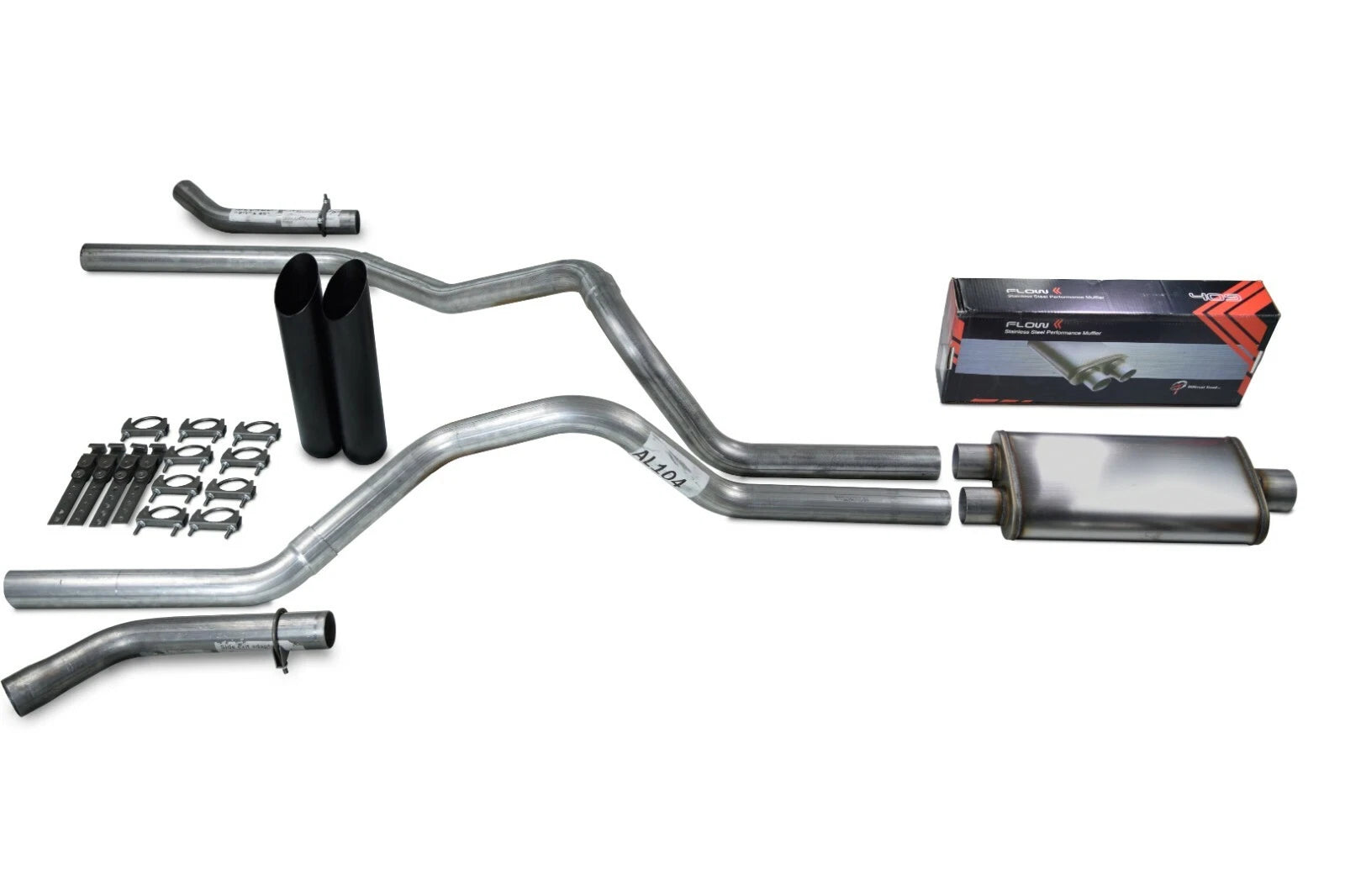 Dual Exhaust Kit for Chevy GMC 1500 (1996–1999) - 2.5" Black Tips